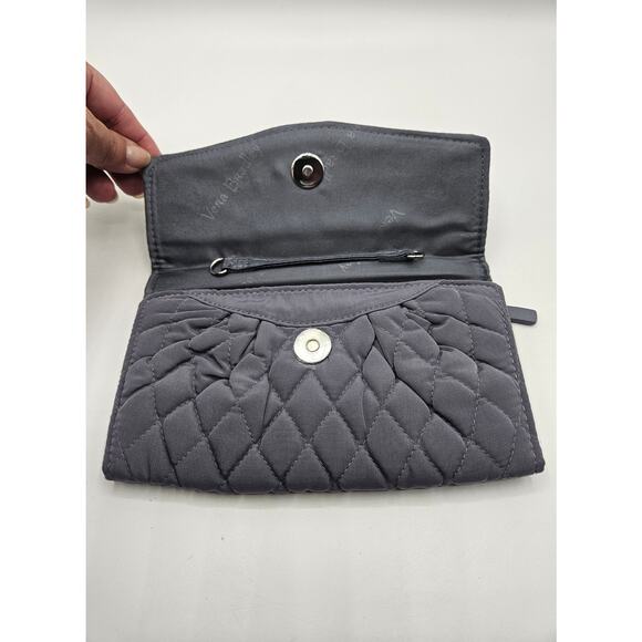 Vera Bradley Women's Gray Bi Fold Wallet Quileted Card Slots Zipper Pouch - Picture 3 of 6